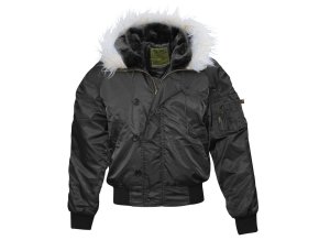 Bunda pilotní aljaška N-2B s kapucí ČERNÁ
