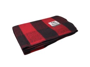 Deka vlněná obšitá 160 x 230 cm kostkovaná ČERVENOČERNÁ