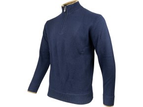 Svetr ASHCOMBE se zipem jehněčí vlna NAVY BLUE