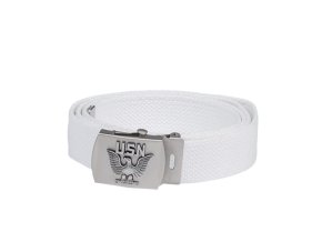 Opasek kalhotový BÍLÝ se znakem USN na přezce