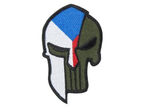 Nášivka vlajka ČR + SPARTAN PUNISHER velcro BAREVNÁ