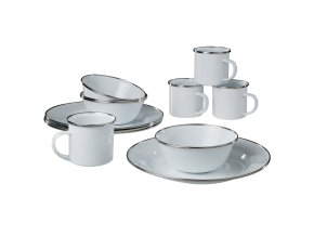 Nádobí kempové smaltované pro 4 osoby BÍLÉ