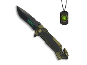 Nůž zavírací ARMY + pouzdro + DOG TAG