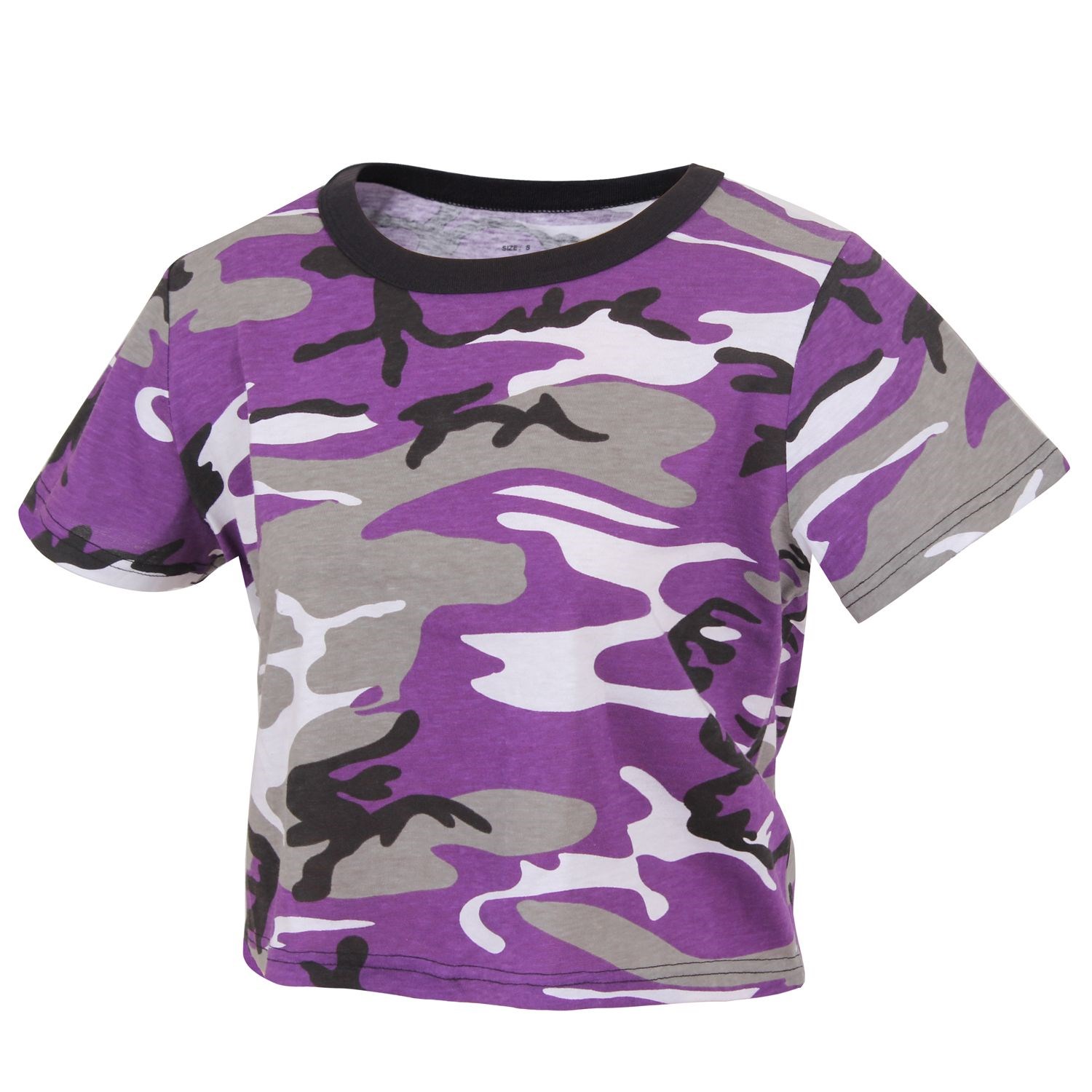 Triko dámské krátké CROP VIOLET CAMO Velikost: XL