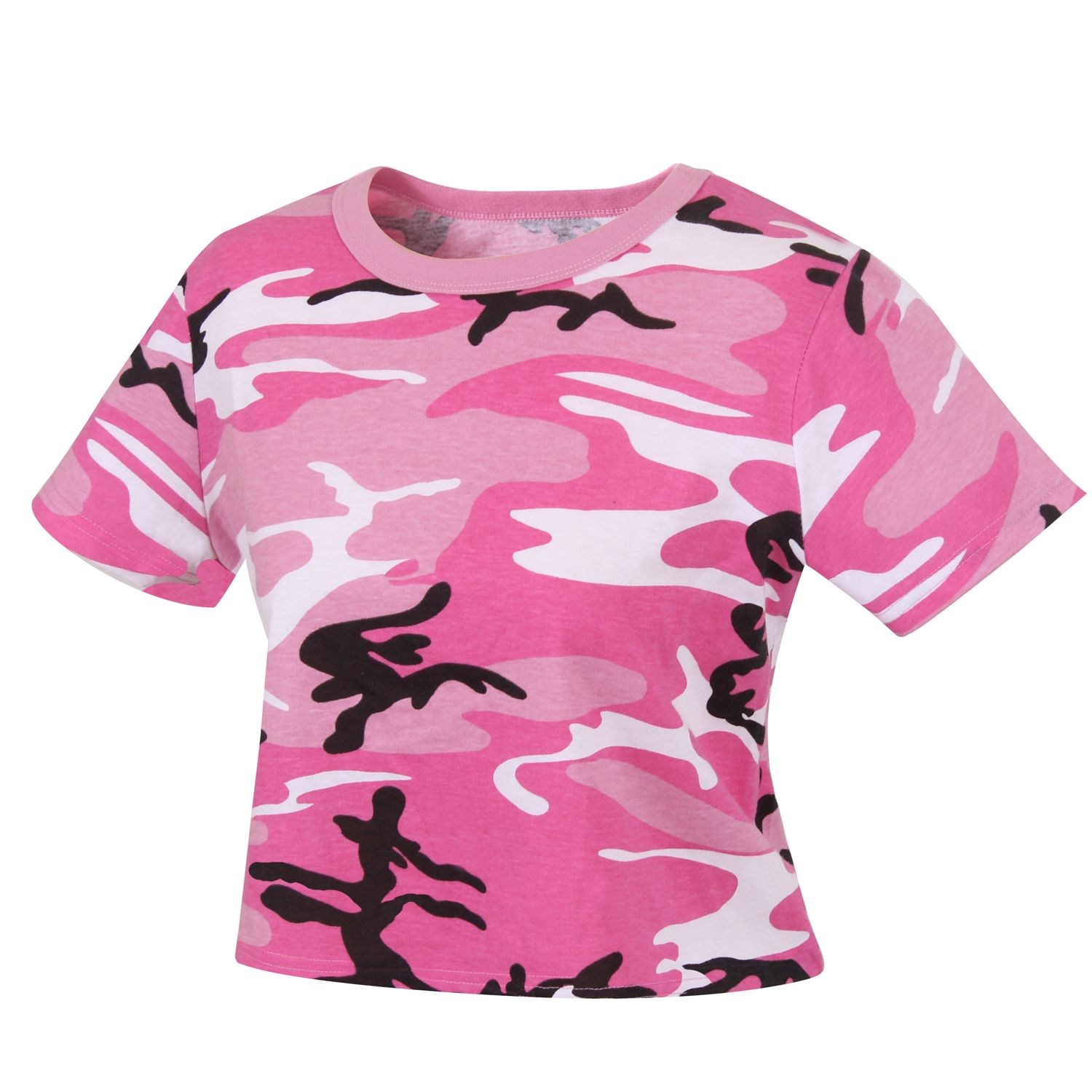 Triko dámské krátké CROP PINK CAMO Velikost: L