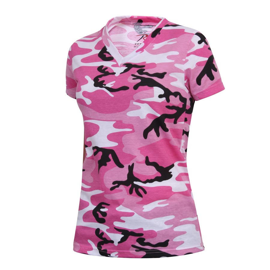 Triko dámské V-výstřih prodloužené PINK CAMO Velikost: S