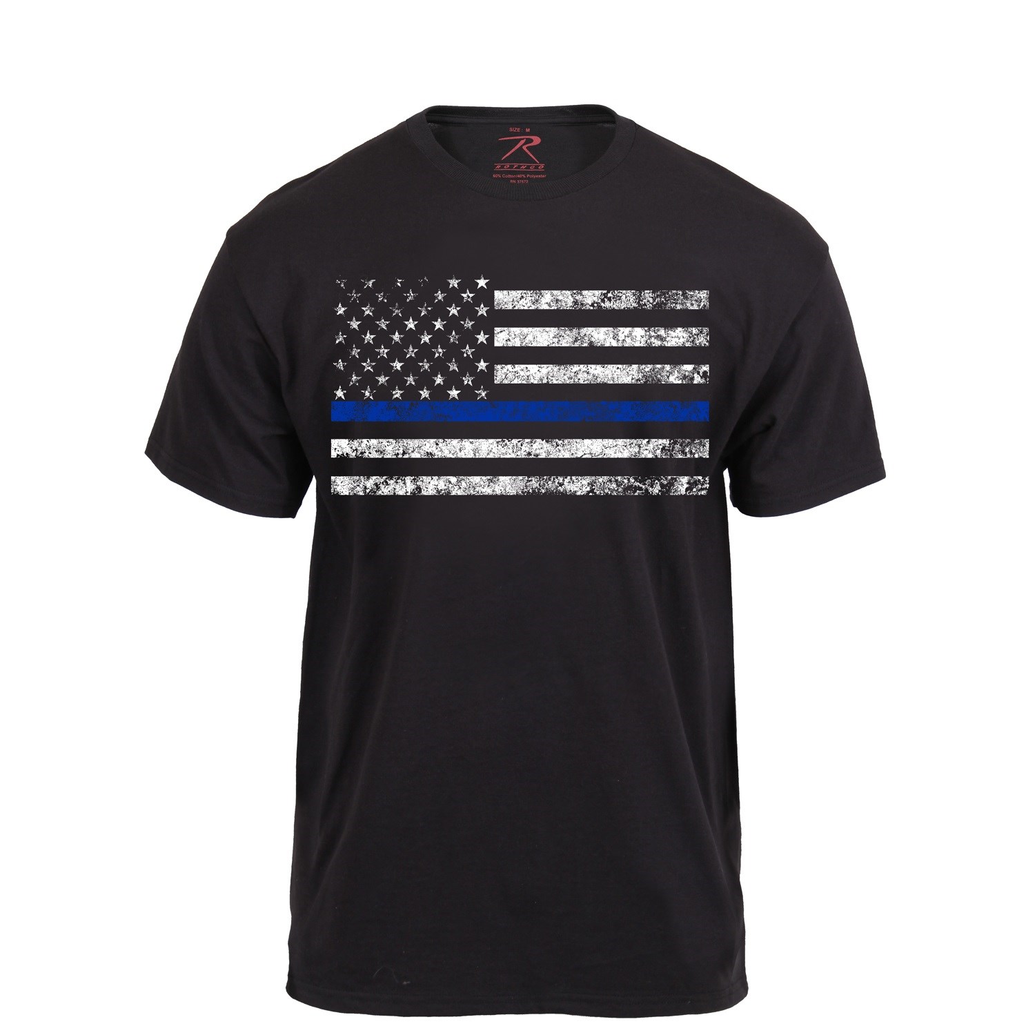 Triko THIN BLUE LINE US vlajka ČERNÉ Velikost: 4XL