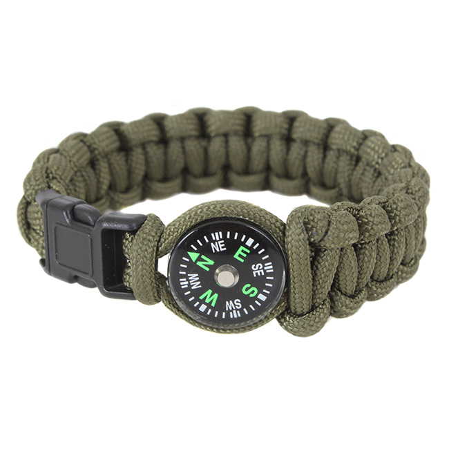 Náramek SURVIVAL PARACORD s kompasem ZELENÝ Velikost: 7