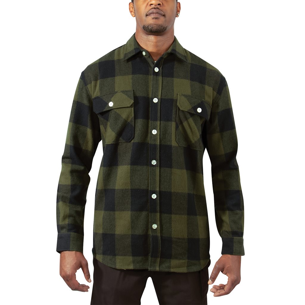 Košile dřevorubecká FLANNEL kostkovaná OLIVE DRAB Velikost: L