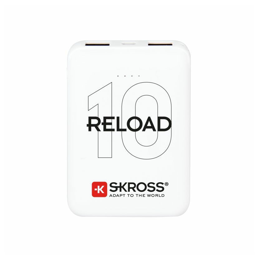 PowerBanka SKROSS Reload 10, 10000mAh, 2x 2A výstup, microUSB kabel, bílá