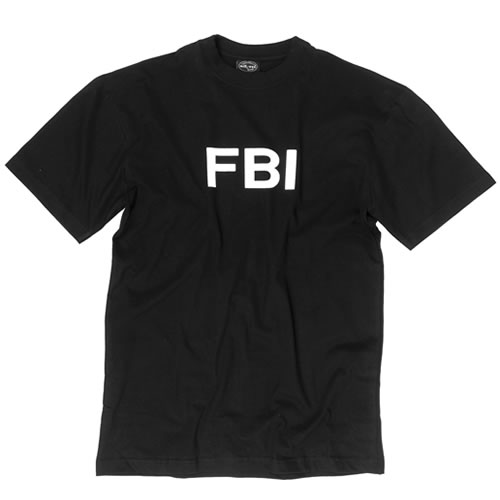 Triko krátký rukáv s nápisem 'FBI' ČERNÉ Velikost: XXL