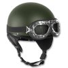 Helma motocyklová RETRO včetně brýlí ZELENÁ