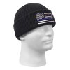 Čepice DELUXE pletená US vlajka s modrou linkou ČERNÁ