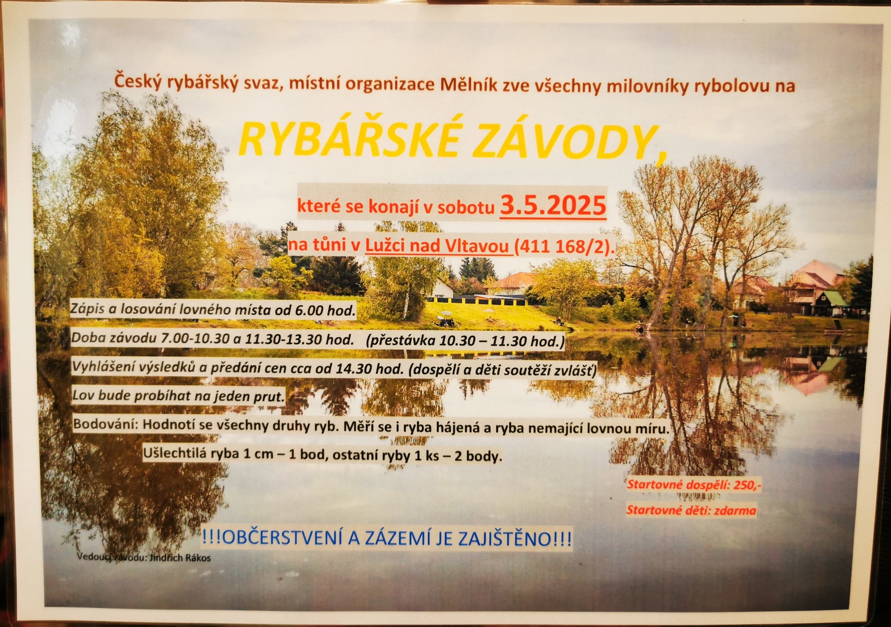 Rybářské závody na tůni v Lužci nad Vltavou