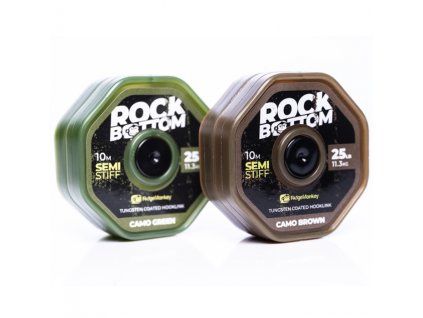 RidgeMonkey Šňůrka RM-Tec Rock Bottom Tungsten Coated Soft 25lb 10m Camo Brown
