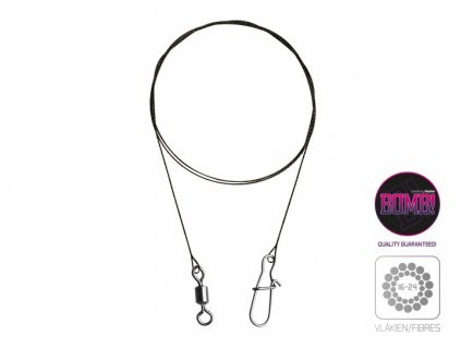 Delphin Wolfrámové lanko BOMB! s obratlíkem a karabinou 20 vláken 35 cm 11 kg 2ks