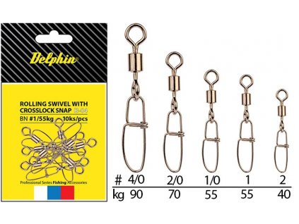 Delphin Rolling swivel with Crosslock snap B-04 = BN/2