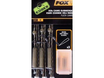 Fox Montáž Edges Submerge Camo Leader Heli Rigs Kwik Change 3ks nosnost 40lb