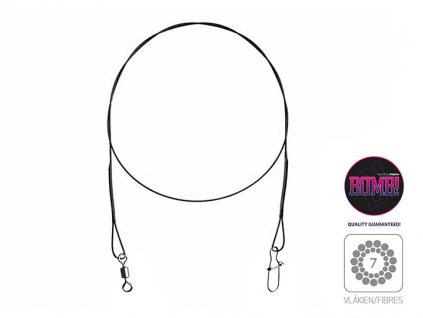 Delphin Titanové lanko 1x7 Bomb! s obratl. a karab. 2ks/35cm/12kg