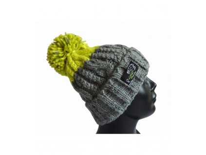 R-Spekt Kulich MAXI PomPom beanie šedý citron