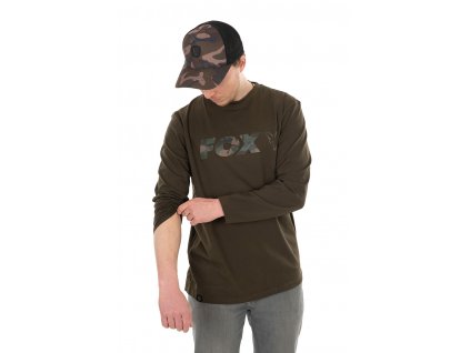 Fox Triko Long Sleeve Khaki/Camo T-Shirt vel. 3XL