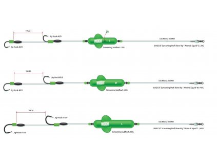 Madcat Návazec Screaming Profi River Rigs Worm and Squid, vel.háčku 8/0 40 g