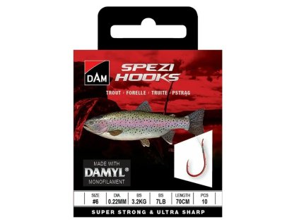 Dam Návazec Spezi Trout Red vel.6 70 cm 10 ks 0,22 mm 3,2 kg