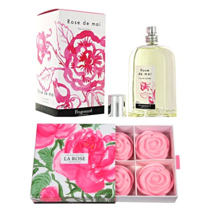 SET ROSE, Fragonard, Rose de Mai, 4 luxusní mýdla , 4x 50g