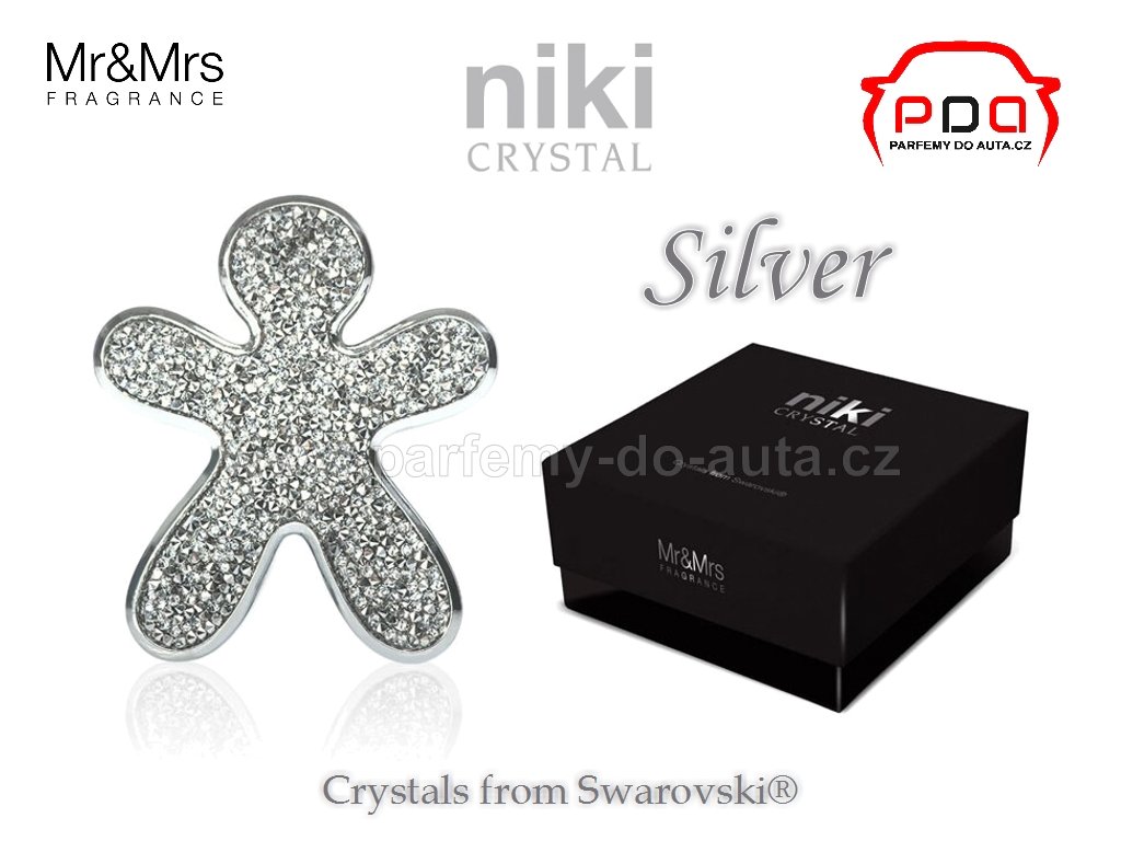 Panáček NIKI Crystal Silver - Silver Mr&Mrs Fragrance - Stříbrný se stříbrným rámečkem