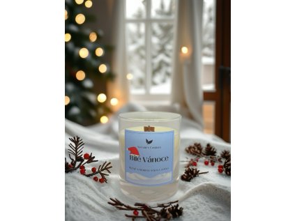 NATURES CANDLES Bílé Vánoce sójová svíčka 180 gr