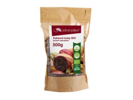 Kakaové boby BIO drcené nepražené 500g