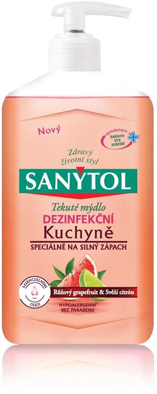 Sanytol tekuté mýdlo dezinfekční růžový grapefruit & svěží citrón 250 ml