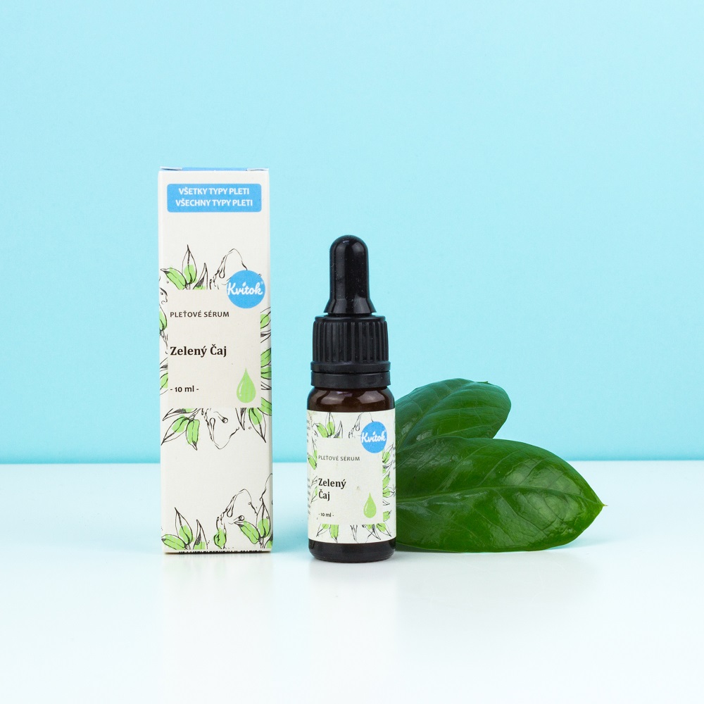 Kvitok Pleťové sérum - Zelený čaj (10 ml) - antioxidační a protizánětlivé účinky