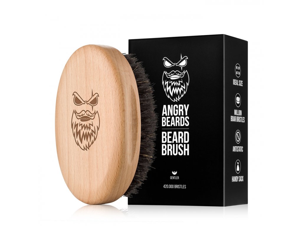 Angry Beards Dřevěný kartáč na vousy Gentler