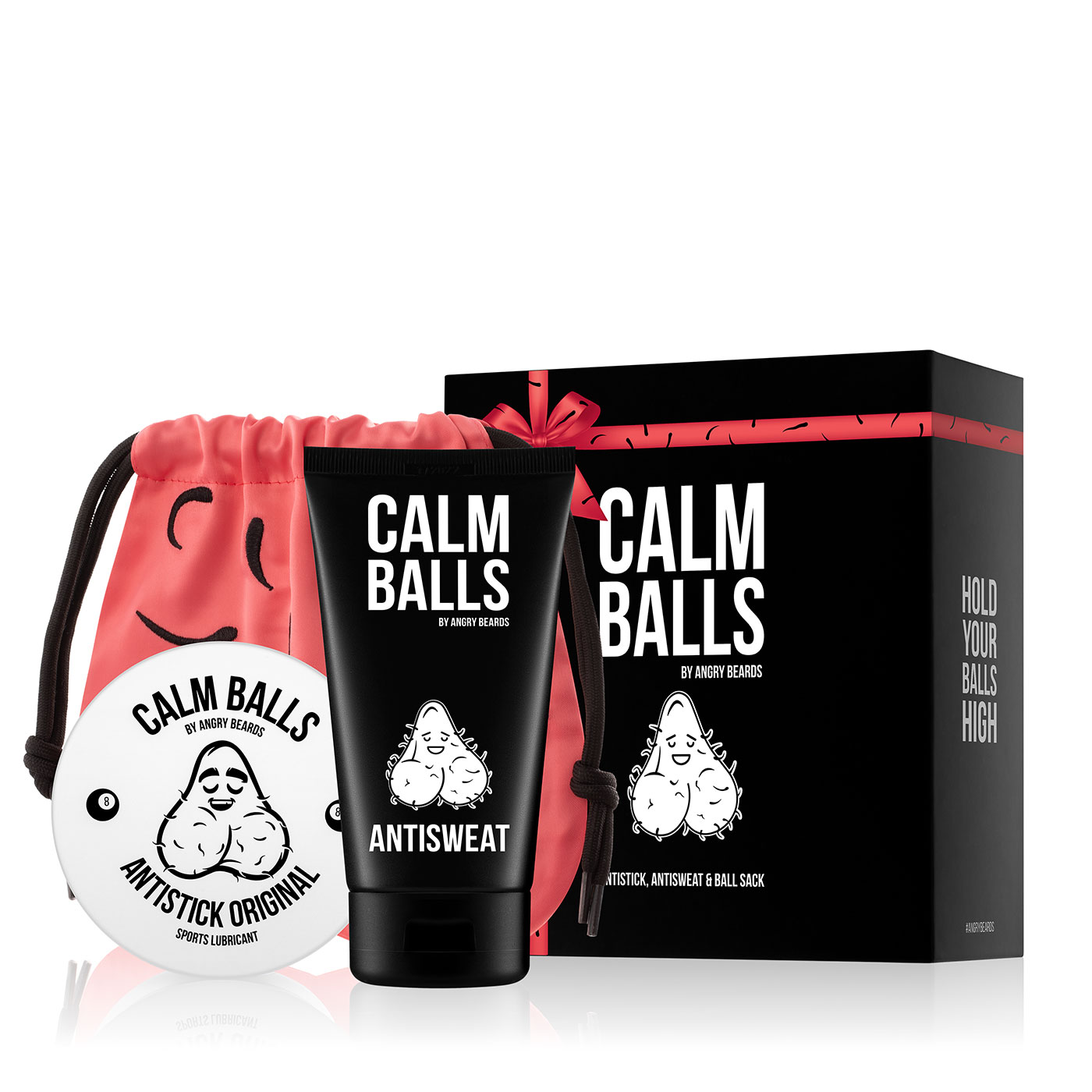 Angry Beards Calm Balls Antistick gel na intimní partie pro muže 100 ml + Antisweat deodorant v krému na intimní partie 150 ml + batoh dárková sada