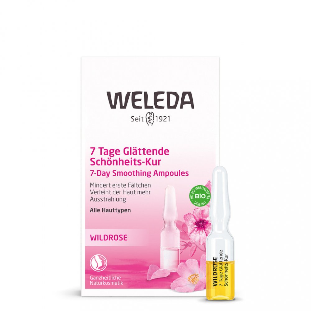 Weleda Skin Care růžový pleťový olej v ampulích 7-denní vyhlazující kůra růže 7 x 0,8 ml