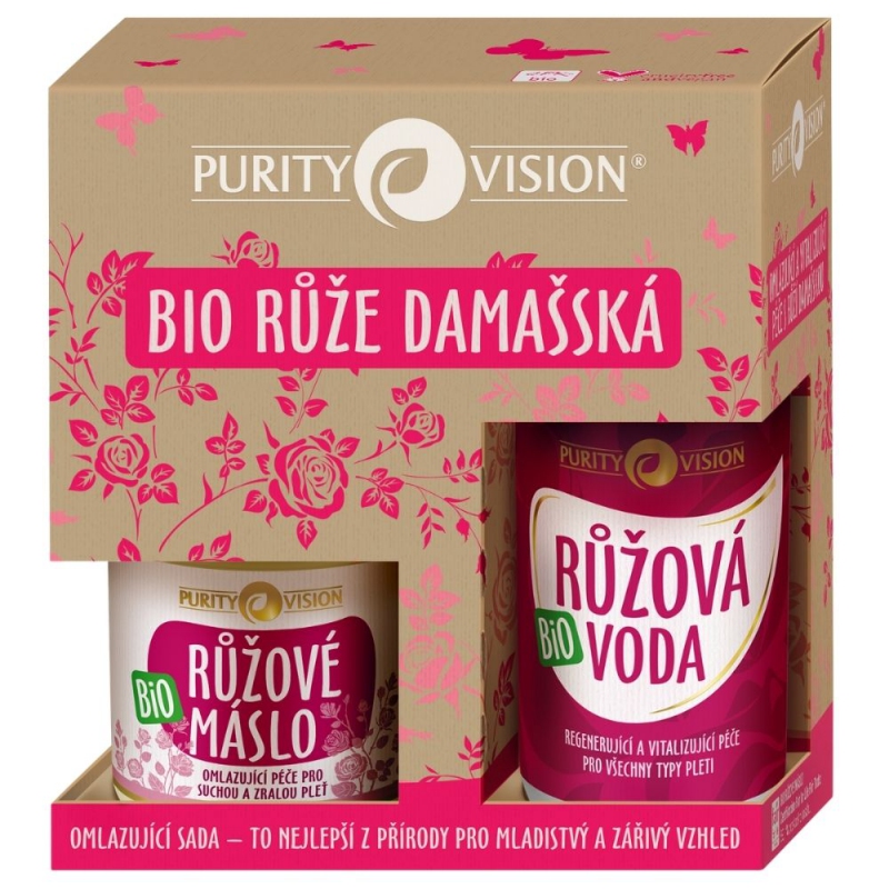 Purity Vision Rose růžová voda 100 ml + máslo z růže 120 ml dárková sada