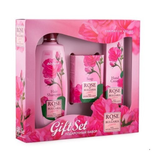 Biofresh Rose of Bulgaria šampon na vlasy 330 ml + mýdlo 100 g + krém na ruce 75 ml dárková sada