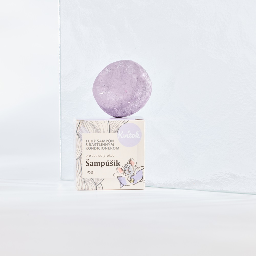 Kvitok Dětský tuhý šampon s kondicionérem Šampónek (25 g) - s prebiotickou složkou