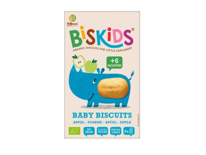 Sušenky celozrnné měkké dětské s jablečnou šťávou bez přidaného cukru 6M+ 120 g BIO BISKIDS