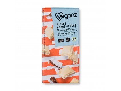 Čokoláda vegan bílá s kokosovými lupínky 80 g BIO VEGANZ