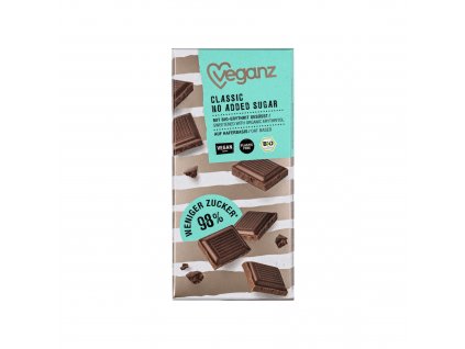 Čokoláda vegan bez přidaného cukru Classic 80 g BIO VEGANZ