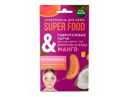 SUPER FOOD: Hydrogelové náplasti pod oči „Kokosová voda a mango“ 7g K1044