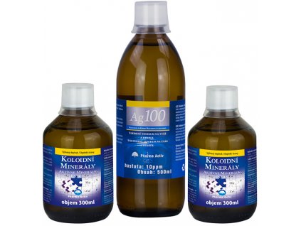 Koloidní minerály 2x 300 ml + Koloidní stříbro Ag100 (10ppm) 500 ml ZDARMA