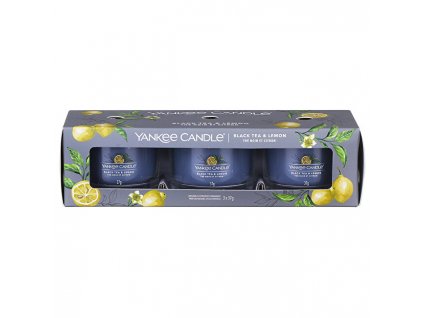 Sada votivních svíček ve skle Black Tea & Lemon 3 x 37 g