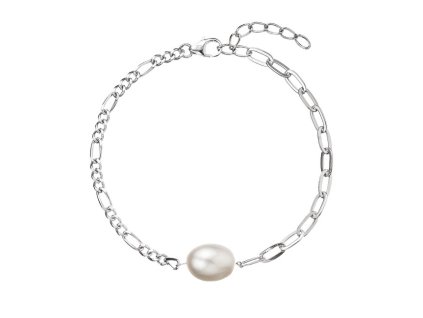 Stylový stříbrný náramek s pravou perlou 23026.1
