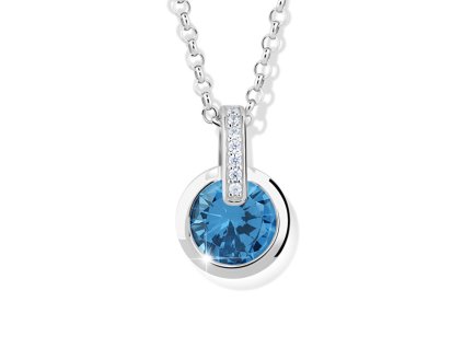 Okouzlující stříbrný náhrdelník se zirkony a akvamarínem M41069 (řetízek, přívěsek)