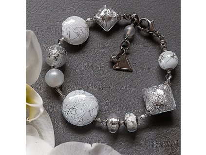 Elegantní náramek Frozen Beauty s ryzím stříbrem v perlách Lampglas BRO23