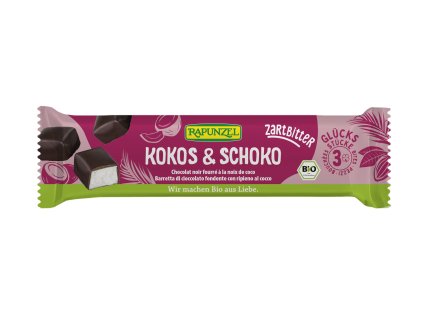 Kokosová tyčinka v hořké čokoládě BIO VEGAN - Rapunzel 50g