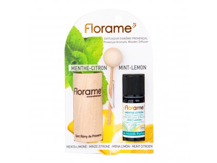 Difuzér provensálský dřevěný + éterický olej Máta-citron 10 ml BIO FLORAME